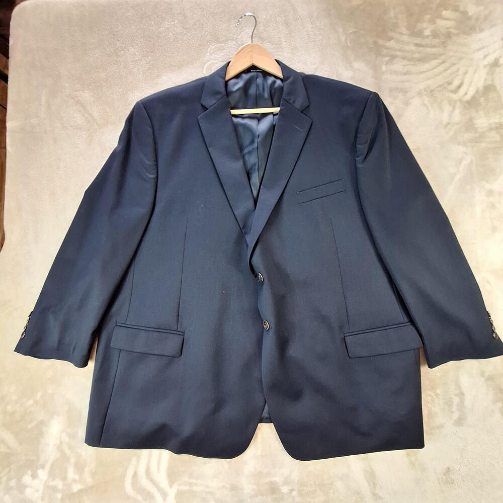 Joseph & Feiss Gold Suit Jacket Mens 52 Regular Blue Wool Single Vent 2 Btn